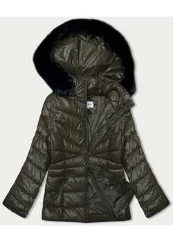 Pikowana kurtka zimowa damska khaki (V775) ze sklepu goodlookin.pl w kategorii Kurtki damskie - zdjęcie 175073657