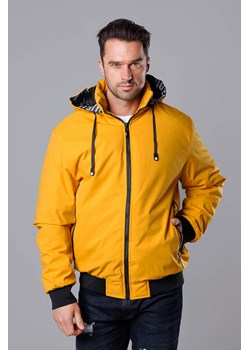 Sportowa kurtka męska z kapturem żółta (5M3111-254) ze sklepu goodlookin.pl w kategorii Kurtki męskie - zdjęcie 175075589