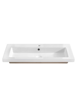 Prostokątna umywalka ceramiczna Defires 100 CM - Biała ze sklepu Edinos.pl w kategorii Meble łazienkowe - zdjęcie 175077458