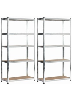 2 Metalowe Srebrne Regały Magazynowe R9-N49 ze sklepu Edinos.pl w kategorii Regały i witryny - zdjęcie 175077749