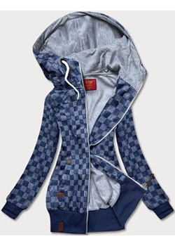 Sportowa bluza w kratkę granatowa (amg-62) ze sklepu goodlookin.pl w kategorii Bluzy damskie - zdjęcie 175102655