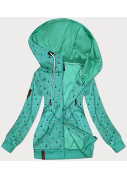 Ciepła rozpinana bluza w kotwice zielona (2307) ze sklepu goodlookin.pl w kategorii Bluzy damskie - zdjęcie 175106099