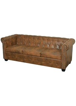 3-osobowa brązowa sofa w stylu Chesterfield - Xavier 3Q ze sklepu Edinos.pl w kategorii Sofy i kanapy - zdjęcie 175107088