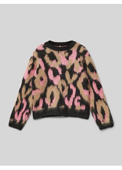 Sweter z dzianiny o kroju regular fit z abstrakcyjnym wzorem model ‘WILD’ ze sklepu Peek&Cloppenburg  w kategorii Swetry dziewczęce - zdjęcie 175109865