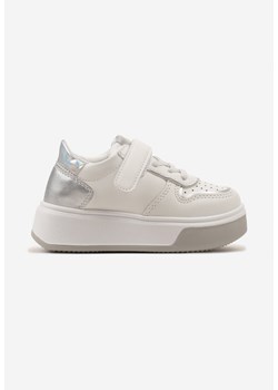 Biało-Srebrne Buty Sportowe Sneakersy na Platformie z Metalicznymi Wstawkami Zapinane na Rzep Calbenia ze sklepu renee.pl w kategorii Buty sportowe dziecięce - zdjęcie 175113277