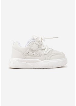 Białe Buty Sportowe Sneakersy ze Skórzaną Wkładką i Grubą Podeszwą Zapinane na Rzep Pezilda ze sklepu renee.pl w kategorii Buty sportowe dziecięce - zdjęcie 175113616