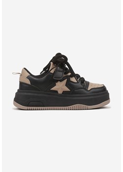 Czarne Buty Sportowe Sneakersy na Niskiej Platformie z Aplikacją w Kształcie Gwiazdy Eravani ze sklepu renee.pl w kategorii Buty sportowe dziecięce - zdjęcie 175115025