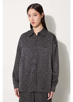 Kenzo koszula Weave Dropped Shoulders Shirt damska kolor czarny relaxed z kołnierzykiem klasycznym FE62CH2479R1.99 ze sklepu PRM w kategorii Koszule damskie - zdjęcie 175127555