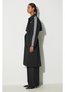 adidas Originals płaszcz Tcoat Twill damski kolor czarny przejściowy dwurzędowy IZ0381 ze sklepu PRM w kategorii Płaszcze damskie - zdjęcie 175127575