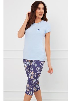 Piżama damska z krótkim rękawem i 3/4 spodniami niebieska Pulia, Kolor niebieski-wzór, Rozmiar S, Italian Fashion ze sklepu Intymna w kategorii Piżamy damskie - zdjęcie 175129028