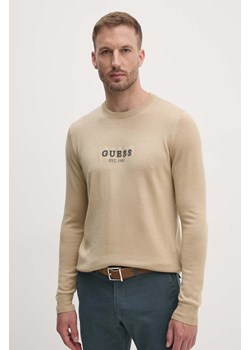 Guess sweter z domieszką wełny DORAN męski kolor beżowy lekki M4YR04.Z3052 ze sklepu ANSWEAR.com w kategorii Swetry męskie - zdjęcie 175130948