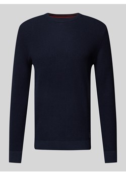 Sweter z dzianiny o kroju regular fit z prążkowanym,okrągłym dekoltem ze sklepu Peek&Cloppenburg  w kategorii Swetry męskie - zdjęcie 175157347