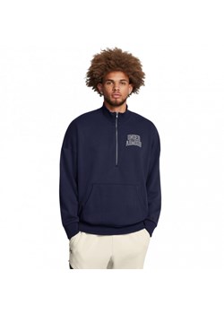 Męska bluza dresowa nierozpinana bez kaptura Under Armour UA Icon Hwt Terry Os 1/2 Zip - granatowa ze sklepu Sportstylestory.com w kategorii Bluzy męskie - zdjęcie 175165429