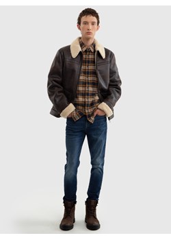 Koszula męska flanelowa w kratę brązowa Flanen 803 ze sklepu Big Star w kategorii Koszule męskie - zdjęcie 175171806