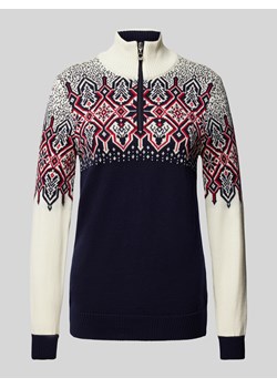 Sweter z norweskim wzorem i kołnierzem zapinanym model ‘Winterland’ ze sklepu Peek&Cloppenburg  w kategorii Swetry damskie - zdjęcie 175176239