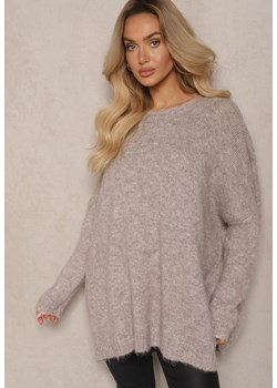 Beżowy Casualowy Sweter Oversize Allethia ze sklepu Renee odzież w kategorii Swetry damskie - zdjęcie 175185399