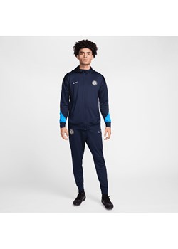 Męski dzianinowy dres piłkarski z kapturem Nike Dri-FIT Chelsea F.C. Strike - Niebieski ze sklepu Nike poland w kategorii Dresy męskie - zdjęcie 175189287