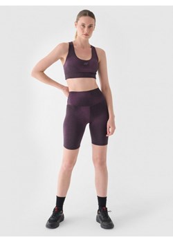 Damskie legginsy kolarki treningowe 4F 4FWAW24TFSTF013 - fioletowe ze sklepu Sportstylestory.com w kategorii Szorty - zdjęcie 175193966