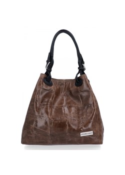 Torebka Skórzana Shopper w Motyw Żółwia Vittoria Gotti V692754 Ziemista ze sklepu PaniTorbalska w kategorii Torby Shopper bag - zdjęcie 175195337