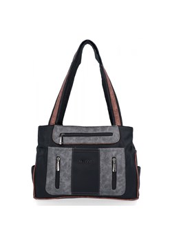 Torebka Damska Shopper Bag 2 Komory firmy Hernan 3892-1 Czarna/Szara ze sklepu PaniTorbalska w kategorii Torby Shopper bag - zdjęcie 175196198