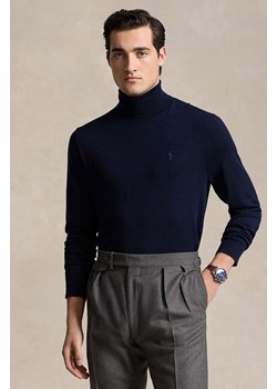 Polo Ralph Lauren sweter wełniany męski kolor niebieski z golferm 710946145 ze sklepu ANSWEAR.com w kategorii Swetry męskie - zdjęcie 175200595