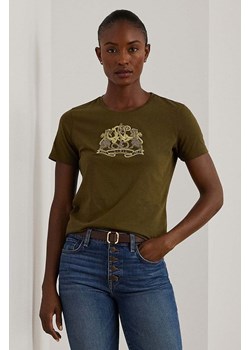 Lauren Ralph Lauren t-shirt bawełniany damski kolor zielony 200951368 ze sklepu ANSWEAR.com w kategorii Bluzki damskie - zdjęcie 175200626