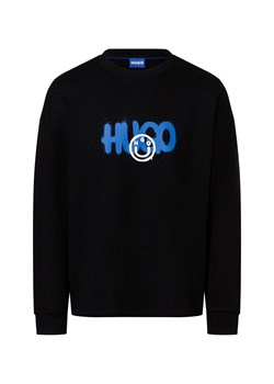 HUGO BLUE Bluza męska - Nimaylong Mężczyźni Bawełna czarny wzorzysty ze sklepu vangraaf w kategorii Bluzy męskie - zdjęcie 175207837