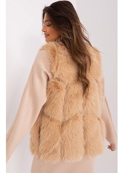 Camelowa kamizelka futrzana AT-KZ-2375.00P, Kolor camel, Rozmiar S/M, WOOL FASHION ITALIA ze sklepu Primodo w kategorii Kamizelki damskie - zdjęcie 175212207