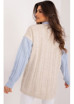 Sweter damski beżowo-niebieski BA-SW-0549.32, Kolor beżowo-niebieski, Rozmiar uniwersalny, BADU ze sklepu Primodo w kategorii Swetry damskie - zdjęcie 175212269