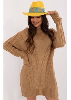 Długi sweter damski camelowy BA-SW-0574.44, Kolor camel, Rozmiar uniwersalny, BADU ze sklepu Primodo w kategorii Swetry damskie - zdjęcie 175212279