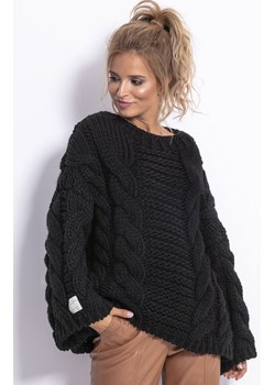 Sweter z wełną w kolorze czarnym CHUNKY KNIT F780, Kolor czarny, Rozmiar S/M, Fobya ze sklepu Primodo w kategorii Swetry damskie - zdjęcie 175212285