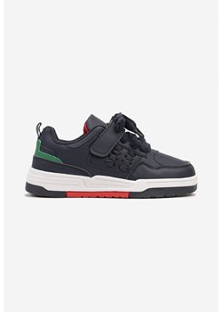 Granatowe Buty Sportowe Sneakersy na Płaskiej Podeszwie z Kolorowymi Wstawkami na Rzep Miriste ze sklepu born2be.pl w kategorii Buty sportowe dziecięce - zdjęcie 175224007