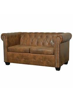 2-osobowa brązowa sofa w stylu Chesterfield - Xavier 2Q ze sklepu Edinos.pl w kategorii Sofy i kanapy - zdjęcie 175225845