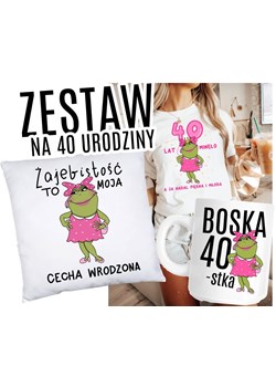 ZESTAW NA 40 URODZINY - KOSZULKA KUBEK PODUSZKA ze sklepu Time For Fashion w kategorii Bluzki damskie - zdjęcie 175228847