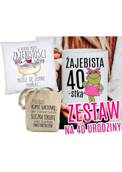 ZESTAW NA 40 URODZINY - PODUSZKA TORBA ORAZ KUBEK ze sklepu Time For Fashion w kategorii Bluzki damskie - zdjęcie 175228857