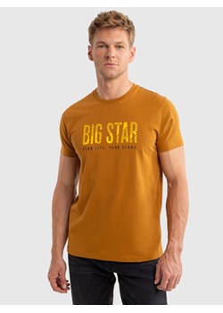 Koszulka męska z nadrukiem brazowa Bortos 803 ze sklepu Big Star w kategorii T-shirty męskie - zdjęcie 175232027