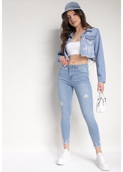 Jasnoniebieskie Jeansy Skinny z Przetarciami i Dziurami Honnaira ze sklepu Born2be Odzież w kategorii Jeansy damskie - zdjęcie 175232635