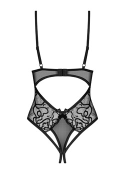 Obsessive body z otwartym krokiem Blomentis, Kolor czarny, Rozmiar XS/S, Obsessive ze sklepu Intymna w kategorii Body damskie - zdjęcie 175249346