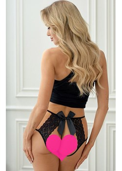 Figi damskie koronkowe z otwartym krokiem HOT ROMANCE, Kolor czarny, Rozmiar uniwersalny, PURE SIN ze sklepu Intymna w kategorii Majtki damskie - zdjęcie 175249746