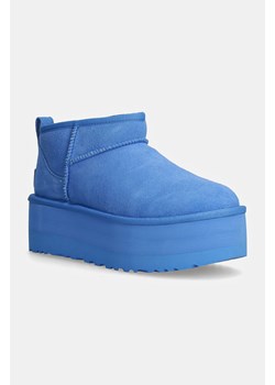 UGG śniegowce zamszowe Classic Ultra Mini Platform kolor niebieski 1135092-BGSK ze sklepu PRM w kategorii Śniegowce damskie - zdjęcie 175279679