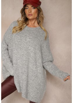 Jasnoszary Casualowy Sweter Oversize Allethia ze sklepu Renee odzież w kategorii Swetry damskie - zdjęcie 175291135