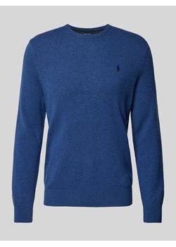 Sweter z dzianiny z wełny lana z okrągłym dekoltem ze sklepu Peek&Cloppenburg  w kategorii Swetry męskie - zdjęcie 175300406