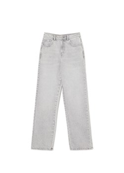 Cropp - Szare jeansy straight z efektem sprania - jasny szary ze sklepu Cropp w kategorii Jeansy damskie - zdjęcie 175308838