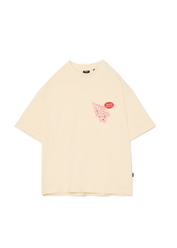 Cropp - Koszulka boxy z pizzą - kremowy ze sklepu Cropp w kategorii T-shirty męskie - zdjęcie 175310835