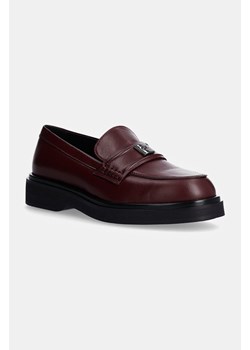 Calvin Klein mokasyny skórzane LOAFER W/HW LTH damskie kolor bordowy na platformie HW0HW02182 ze sklepu ANSWEAR.com w kategorii Mokasyny damskie - zdjęcie 175317917