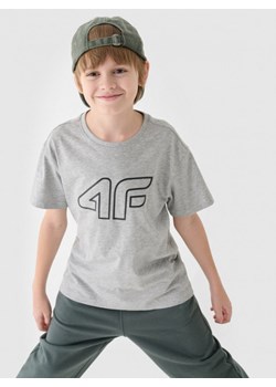 Chłopięcy t-shirt z nadrukiem 4F 4FJWMM00TTSHM2331 - szary ze sklepu Sportstylestory.com w kategorii T-shirty chłopięce - zdjęcie 175330988