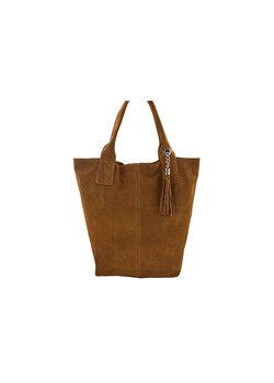 Shopper bag - torebka damska zamszowa - Brązowa jasna ze sklepu butyolivier w kategorii Torby Shopper bag - zdjęcie 175333878