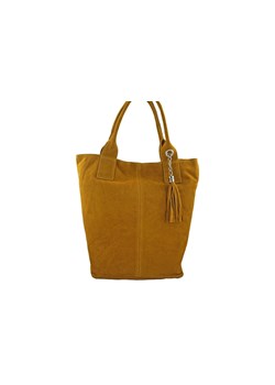 Shopper bag - torebka damska zamszowa - Żółta ciemna ze sklepu butyolivier w kategorii Torby Shopper bag - zdjęcie 175338006