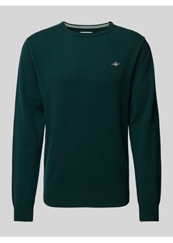 Sweter z dzianiny z wełny z okrągłym dekoltem ze sklepu Peek&Cloppenburg  w kategorii Swetry męskie - zdjęcie 175351489