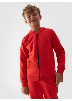 Chłopięca bluza dresowa rozpinana z kapturem 4F 4FJWMM00TSWSM1295 - pomarańczowa ze sklepu Sportstylestory.com w kategorii Bluzy chłopięce - zdjęcie 175356375